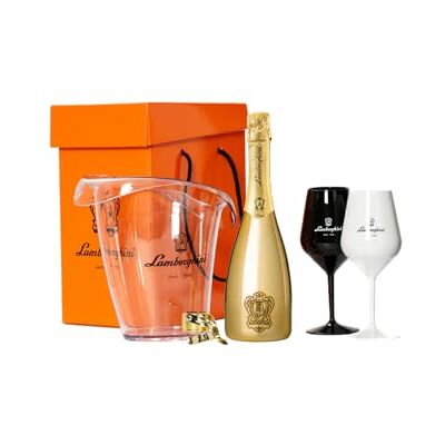 Lamborghini Confezione Regalo con Bottiglia di Spumante, Calici e Accessori Lamborghini Confezione Regalo con Bottiglia di Spumante, Calici e Accessori