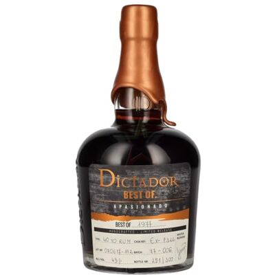 DICTADOR BEST OF 1977 APASIONADO Colombian Rum 40YO/070617/EX-P322 43,00% 0,70 lt. DICTADOR BEST OF 1977 APASIONADO Colombian Rum 40YO/070617/EX-P322 43,00% 0,70 lt.
