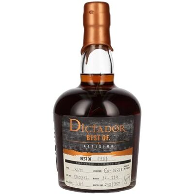 DICTADOR BEST OF 1987 ALTISIMO Colombian Rum 30YO/010317/EX-W278 43,00% 0,70 lt. DICTADOR BEST OF 1987 ALTISIMO Colombian Rum 30YO/010317/EX-W278 43,00% 0,70 lt.