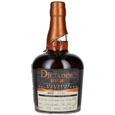 DICTADOR BEST OF 1978 APASIONADO Colombian Rum 40YO/211217/EX-P142 41,00% 0,70 lt. DICTADOR BEST OF 1978 APASIONADO Colombian Rum 40YO/211217/EX-P142 41,00% 0,70 lt.
