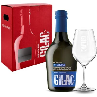 Gilac Chanda birra artigianale chiara 75 cl con calice da birra serigrafato Birra artigianale Italiana di alta qualità, degustazione birra selezione premium Idea regalo unica Made in Italy Gilac Chanda birra artigianale chiara 75 cl con calice da birra serigrafato Birra artigianale Italiana di alta qualità, degustazione birra selezione premium Idea regalo unica Made in Italy