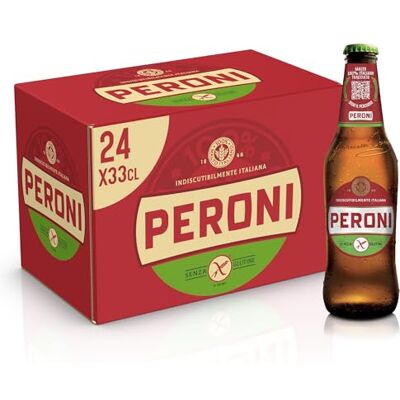 Peroni Birra Senza Glutine, Cassa Birra con 24 Birre in Bottiglia da 33 cl, 7.92 L, Gusto Moderatamente Amaro, Gradazione Alcolica 4.7% Vol Peroni Birra Senza Glutine, Cassa Birra con 24 Birre in Bottiglia da 33 cl, 7.92 L, Gusto Moderatamente Amaro, Gradazione Alcolica 4.7% Vol