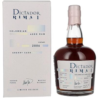 DICTADOR RIMA 1 16 Years Old SHERRY Cask Vintage 2006 44% Vol. 0,7l in Giftbox DICTADOR RIMA 1 16 Years Old SHERRY Cask Vintage 2006 44% Vol. 0,7l in Giftbox
