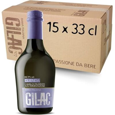 Gilac GUENDA WEISSE BEER Birra artigianale Chiara 15 Bottiglie da 33 cl, Birra Speciale Italiana Non Filtrata e Non Pastorizzata, Birre artigianali confezioni regalo Gradazione Alcolica 5% Vol Gilac GUENDA WEISSE BEER Birra artigianale Chiara 15 Bottiglie da 33 cl, Birra Speciale Italiana Non Filtrata e Non Pastorizzata, Birre artigianali confezioni regalo Gradazione Alcolica 5% Vol