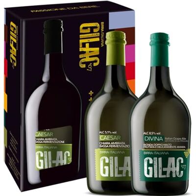 Gilac TWIN Birre Caesar e Divina Birre artigianali Confezioni Regalo 2 bottiglie da 75cl, Birra artigianale Italiana Non Filtrata e Non Pastorizzata, Degustazione Birra Idea Regalo Gilac TWIN Birre Caesar e Divina Birre artigianali Confezioni Regalo 2 bottiglie da 75cl, Birra artigianale Italiana Non Filtrata e Non Pastorizzata, Degustazione Birra Idea Regalo