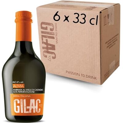 Gilac ALMA SPECIAL ALE Birra artigianale al miele di castagno 6 bottiglie da 33cl Birra ambrata Italiana non filtrata e non pastorizzata, Birre artigianali confezioni regalo Gradazione alcolica 6% Vol Gilac ALMA SPECIAL ALE Birra artigianale al miele di castagno 6 bottiglie da 33cl Birra ambrata Italiana non filtrata e non pastorizzata, Birre artigianali confezioni regalo Gradazione alcolica 6% Vol