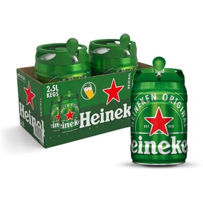 Heineken Birra , Cassa con 2 Fusti da 5 Litri, Birra Lager a Bassa Fermentazione, Gusto Fine ed Equilibrato, Gradazione 5,0% Vol Heineken Birra , Cassa con 2 Fusti da 5 Litri, Birra Lager a Bassa Fermentazione, Gusto Fine ed Equilibrato, Gradazione 5,0% Vol