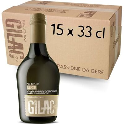 Gilac LUCE HELLES BOCK Birra artigianale Chiara Ambrata 15 Bottiglie da 33 cl, Birra Speciale Italiana Non Filtrata e Non Pastorizzata, Birre artigianali confezioni regalo Alcol 6.5% Vol Gilac LUCE HELLES BOCK Birra artigianale Chiara Ambrata 15 Bottiglie da 33 cl, Birra Speciale Italiana Non Filtrata e Non Pastorizzata, Birre artigianali confezioni regalo Alcol 6.5% Vol