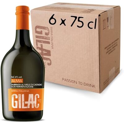 Gilac ALMA SPECIAL ALE Birra Artigianale al miele di castagno 6 Bottiglie da 75 cl, Birra Ambrata Italiana Non Filtrata e Non Pastorizzata, Birre artigianali confezioni regalo Gradazione Alcolica 6% Vol Gilac ALMA SPECIAL ALE Birra Artigianale al miele di castagno 6 Bottiglie da 75 cl, Birra Ambrata Italiana Non Filtrata e Non Pastorizzata, Birre artigianali confezioni regalo Gradazione Alcolica 6% Vol