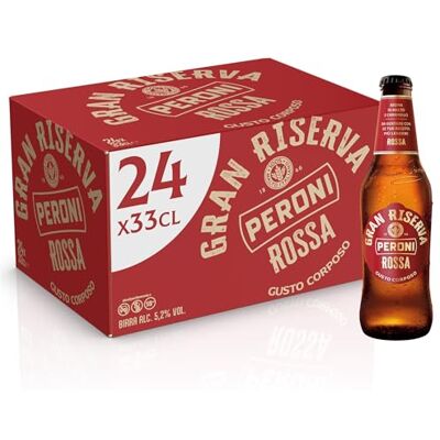Peroni Birra Gran Riserva Rossa, Cassa con 24 Birre in Bottiglia da 33 cl, 7.92 L, Birra Rossa dal Gusto Corposo con Aroma di Malto e Caramello, Gradazione Alcolica 5.2% Vol Peroni Birra Gran Riserva Rossa, Cassa con 24 Birre in Bottiglia da 33 cl, 7.92 L, Birra Rossa dal Gusto Corposo con Aroma di Malto e Caramello, Gradazione Alcolica 5.2% Vol