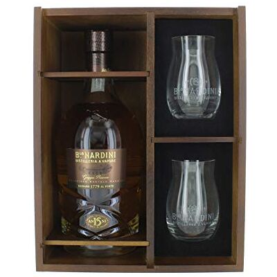 Nardini Grappa Riserva 15 Anni Selezione 70 cl In Legno + 2 Bicchieri Nardini Grappa Riserva 15 Anni Selezione 70 cl In Legno + 2 Bicchieri