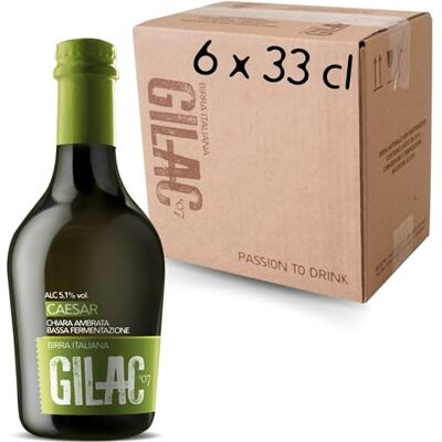 Gilac CAESAR MÜNICH HELLES Birra artigianale Ambrata 6 Bottiglie da 33 cl, Birra Speciale Italiana Non Filtrata e Non Pastorizzata, Birre artigianali confezioni regalo Gradazione Alcolica 5.1% Vol Gilac CAESAR MÜNICH HELLES Birra artigianale Ambrata 6 Bottiglie da 33 cl, Birra Speciale Italiana Non Filtrata e Non Pastorizzata, Birre artigianali confezioni regalo Gradazione Alcolica 5.1% Vol