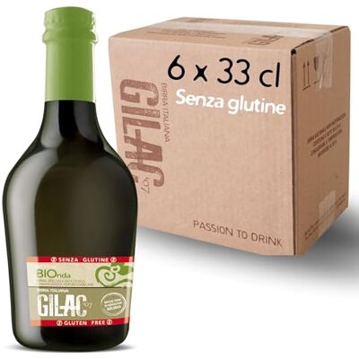 Gilac BIOnda Birra senza glutine Biologica 6 x 33cl Made in Italy Birra artigianale Italiana non filtrata e non pastorizzata, birra Lager chiara raffinata e rinfrescante Gilac BIOnda Birra senza glutine Biologica 6 x 33cl Made in Italy Birra artigianale Italiana non filtrata e non pastorizzata, birra Lager chiara raffinata e rinfrescante