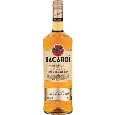 Bacardi BACARDÍ Carta Oro Gold Rum, Vol. 37,5%, 100 cl / 1 l, iconico rum dei Caraibi, ideale per il cocktail Cuba Libre Bacardi BACARDÍ Carta Oro Gold Rum, Vol. 37,5%, 100 cl / 1 l, iconico rum dei Caraibi, ideale per il cocktail Cuba Libre