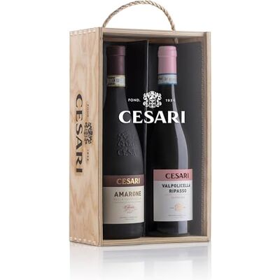 Cesari Confezione Regalo in Legno e Plexiglass Amarone della Valpolicella Classico DOCG 2021 e Valpolicella Ripasso DOC Superiore 2022-2 bottiglie da 750 ml Cesari Confezione Regalo in Legno e Plexiglass Amarone della Valpolicella Classico DOCG 2021 e Valpolicella Ripasso DOC Superiore 2022-2 bottiglie da 750 ml