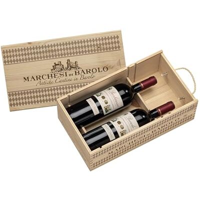 Marchesi di Barolo Barolo DOCG Tradizione, Barbaresco DOCG Tradizione 2 bottiglie da 0,75 ℓ, Cassetta di legno Marchesi di Barolo Barolo DOCG Tradizione, Barbaresco DOCG Tradizione 2 bottiglie da 0,75 ℓ, Cassetta di legno