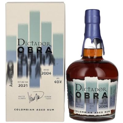 DICTADOR OBRA VINTAGE 19 Years Old AMERICAN OAK CASK Rum 2004 40% Vol. 0,7l in Giftbox DICTADOR OBRA VINTAGE 19 Years Old AMERICAN OAK CASK Rum 2004 40% Vol. 0,7l in Giftbox