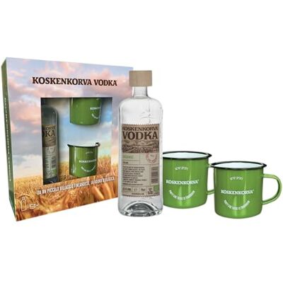KOSKENKORVA_VODKA Koskenkorva, Original Organic Vodka, 700 ml, Confezione Regalo con 2 Mug, Vodka Biologica Finlandese con Note Secche, Prodotta con Orzo Finlandese, Distillata con Acqua Pura di Sorgente, 37,5% Vol KOSKENKORVA_VODKA Koskenkorva, Original Organic Vodka, 700 ml, Confezione Regalo con 2 Mug, Vodka Biologica Finlandese con Note Secche, Prodotta con Orzo Finlandese, Distillata con Acqua Pura di Sorgente, 37,5% Vol