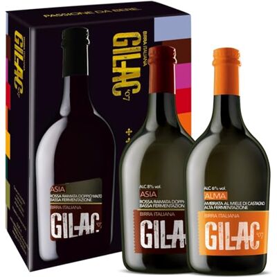 Gilac TWIN Birre Alma e Asia Birre artigianali Confezioni Regalo 2 bottiglie da 75cl Birra artigianale Italiana Non Filtrata e Non Pastorizzata, Degustazione Birra Idea Regalo Gilac TWIN Birre Alma e Asia Birre artigianali Confezioni Regalo 2 bottiglie da 75cl Birra artigianale Italiana Non Filtrata e Non Pastorizzata, Degustazione Birra Idea Regalo