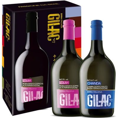 Gilac TWIN Birre Chanda e Lolah Birre artigianali Confezioni Regalo 2 bottiglie da 75cl, Birra artigianale Italiana Non Filtrata e Non Pastorizzata, Degustazione Birra Idea Regalo Gilac TWIN Birre Chanda e Lolah Birre artigianali Confezioni Regalo 2 bottiglie da 75cl, Birra artigianale Italiana Non Filtrata e Non Pastorizzata, Degustazione Birra Idea Regalo