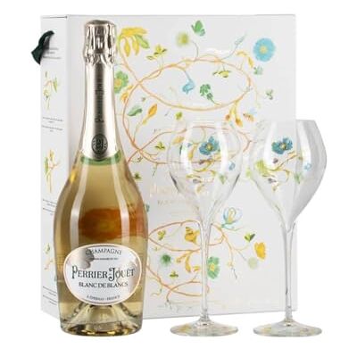 PERRIER-JOUET Champagne Blanc De Blancs, Confezione Regalo Con 2 Calici Flute, 12% vol, 750 Ml PERRIER-JOUET Champagne Blanc De Blancs, Confezione Regalo Con 2 Calici Flute, 12% vol, 750 Ml