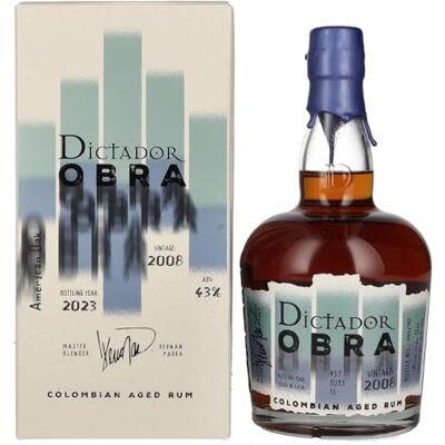 DICTADOR OBRA VINTAGE 15 Years Old AMERICAN OAK CASK Rum 2008 43% Vol. 0,7l in Giftbox DICTADOR OBRA VINTAGE 15 Years Old AMERICAN OAK CASK Rum 2008 43% Vol. 0,7l in Giftbox