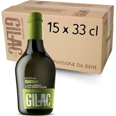 Gilac CAESAR MÜNICH HELLES Birra artigianale Ambrata 15 Bottiglie da 33 cl, Birra Speciale Italiana Non Filtrata e Non Pastorizzata, Birre artigianali confezioni regalo Gradazione Alcolica 5.1% Vol Gilac CAESAR MÜNICH HELLES Birra artigianale Ambrata 15 Bottiglie da 33 cl, Birra Speciale Italiana Non Filtrata e Non Pastorizzata, Birre artigianali confezioni regalo Gradazione Alcolica 5.1% Vol