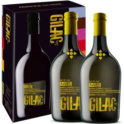 Gilac Birra Nives Birre artigianali Confezioni Regalo Twin 2 bottiglie da 75cl Birra artigianale Non Filtrata e Non Pastorizzata, Degustazione Birra Idea Regalo Di Natale Gilac Birra Nives Birre artigianali Confezioni Regalo Twin 2 bottiglie da 75cl Birra artigianale Non Filtrata e Non Pastorizzata, Degustazione Birra Idea Regalo Di Natale