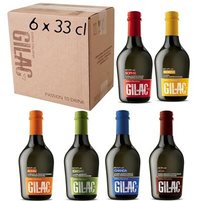 Gilac BEERBOX Birre artigianali confezioni regalo 6 bottiglie assortite da 33cl Birra artigianale Italiana Non Filtrata e Non Pastorizzata, Degustazione Birra Selezione Premium Idea Regalo Gilac BEERBOX Birre artigianali confezioni regalo 6 bottiglie assortite da 33cl Birra artigianale Italiana Non Filtrata e Non Pastorizzata, Degustazione Birra Selezione Premium Idea Regalo