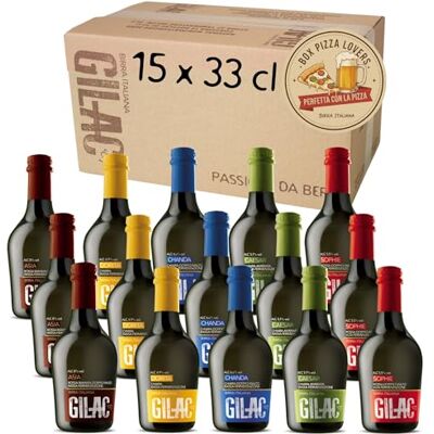 Gilac Beerbox Pizza Lover birra artigianale 15 bottiglie da 33cl Made in Italy Selezione premium perfetta per le pizzate, birre artigianali confezione regalo Gilac Beerbox Pizza Lover birra artigianale 15 bottiglie da 33cl Made in Italy Selezione premium perfetta per le pizzate, birre artigianali confezione regalo