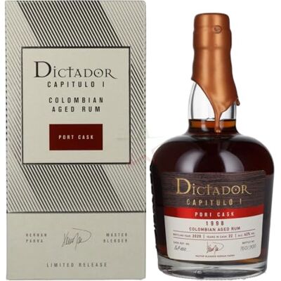 DICTADOR CAPITULO I 22 Years Old Port Cask Colombian Aged Rum 1998 42,00% 0,70 lt. DICTADOR CAPITULO I 22 Years Old Port Cask Colombian Aged Rum 1998 42,00% 0,70 lt.