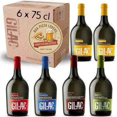 Gilac Beerbox Pizza Lover birra artigianale 6 bottiglie da 75cl Made in Italy Selezione premium perfetta per le pizzate, birre artigianali confezione regalo Gilac Beerbox Pizza Lover birra artigianale 6 bottiglie da 75cl Made in Italy Selezione premium perfetta per le pizzate, birre artigianali confezione regalo