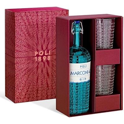 Poli GIN MARCONI 42 STILE MEDITERRANEO CONFEZIONE CON DUE BICCHIERI 70 CL Poli GIN MARCONI 42 STILE MEDITERRANEO CONFEZIONE CON DUE BICCHIERI 70 CL