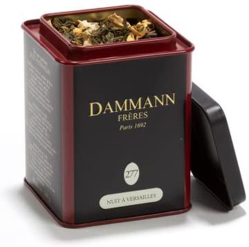 Generico Dammann Frères   Tè Verde Foglia Notte a Versailles   Tè Verde Bergamotto, Kiwi, Pesca 100 Gr   Green Tea Leaf   Miscela Tè Verde Fiori d'Arancio e Violetta