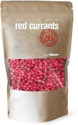 GymBeam Ribes Rosso Liofilizzato 100g, Gusto ed Aroma Autentici, Senza Additivi o Zuccheri Aggiunti, 100% Ribes Rossi Essiccati, Selvatici e Bio Liofilizzati, Ideali per Porridge, Yogurt, Frullati