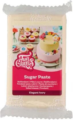 FunCakes Pasta di Zucchero Elegant Ivory: facile da usare, liscia, flessibile, morbida e pieghevole, perfetta per decorare torte, halal, kosher e senza glutine. 250 gr