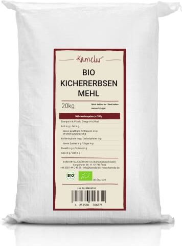 Kamelur 20kg di farina di ceci BIO legumi BIO macinati senza additivi, per falafel e altro farina di ceci BIO in confezione di massa