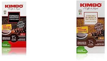 Kimbo Espresso Napoletano Formula Bar Cialde Compostabili ESE Confezione da 8 Pacchi da 15 Cialde & Barista 100% Arabica Espresso Formula Bar Cialde Compostabili ESE