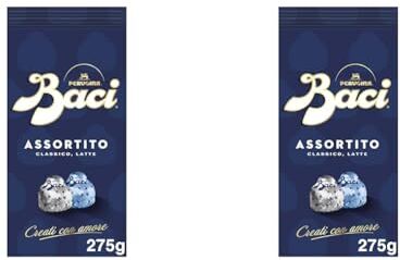 Perugina BACI  Assortito Cioccolatini ripieni al Gianduia, Sacchetto 275g (Confezione da 2)