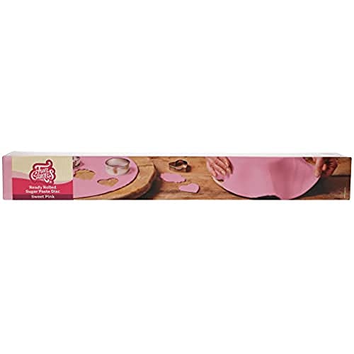 FunCakes Disco Pasta di Zucchero Stesa Sweet Pink: delizioso sapore di vaniglia, già arrotolato, Halal, Kosher e Senza Glutine. Tondo 36 cm e spessore 3 mm. 430 gr.