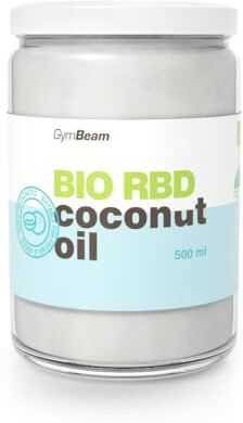 GymBeam Olio di Cocco BIO RBD 500 ml, Olio Vegetale di Qualità, Olio di Cocco Raffinato, Sbiancato e Deodorizzato, Adatto per Cucinare, Preparare Dolci e Friggere, Vegan