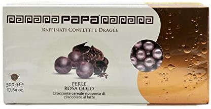 Generico Confetti Papa Perle Cioccolato al Latte 500g   Piccole delizie confettate dal Cuore di Cioccolato al Latte Cereale ricoperto (Rosa Gold)