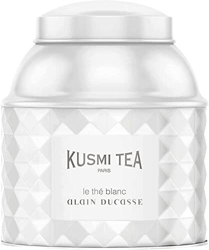 KUSMI TEA Tè bianco biologico Alain Ducasse Raffinata miscela di tè bianco biologico e tè verde biologico aromatizzata al lampone e alla rosa Confezione da 120 g di tè sfuso Circa 50 tazze