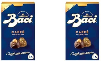 Perugina BACI  Caffè Cioccolatini Fondenti ripieni al Gianduia, Scatola 200g (Confezione da 2)