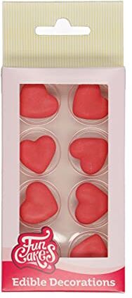 FunCakes Decorazioni di Zucchero Cuore Rosso: pronto per l'uso per la decorazione di torte, perfetto per cupcakes, muffin e altro, certificato senza glutine, set / 8