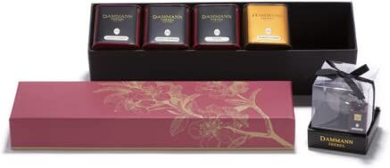 Generico Dammann Frères   Coffret Exquis   Cofanetto Tè & Tisana + Infusore   Scatola Regalo Tè in Foglia 4 Sapori   Tè Neri, Oolong e Tisana Sfusi in Lattine 120 Gr   Cofanetto Regalo Thé