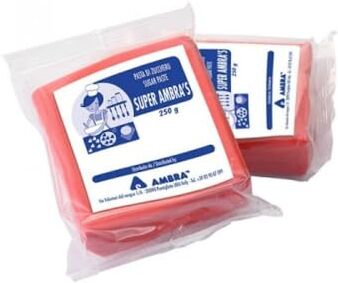 Generic AMBRA'S Pasta di zuccherro VARI COLORI 250 gr senza glutine per torte scenografiche (Rosso)