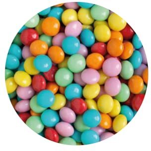 Decora , 2081199 Confezione da 80 g Mini Lenti Cioccolato A Latte Arcobaleno Dim. ⌀ 10 mm, Pronte all’uso, Da cospargere direttamente su torte, Con il 60% di cioccolato al latte, Made in Italy