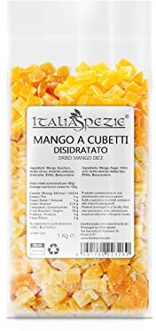 ITALIA SPEZIE Mango disidratato a cubetti, mango essiccato, snack, muesli, Frutta Essiccata, Frutta Esotica Disidratata, Snack Sano