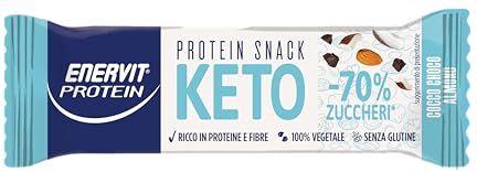 Enervit Protein Keto Snack Barretta Cocco Cioccolato e Mandorle, 35g